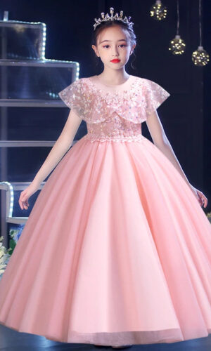 Girls pearl dress sequin sleeveless puffy dress flower girl wedding dress evening dress Girls embroidered dress princess dress