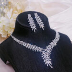 Feather Shape Necklace Earrings Wedding Jewelry set Gifts Wedding necklace Bridal jewelry silver bridal necklace set