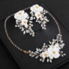 Flower Necklace Set, Flower Earrings Wedding Accessories Jewelry Party, Crystal Bridal Ornaments, Wedding Jewellery set