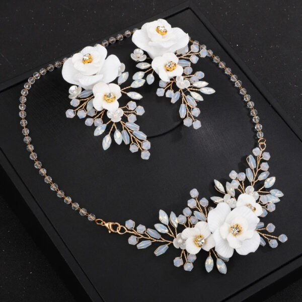 Flower Necklace Set, Flower Earrings Wedding Accessories Jewelry Party, Crystal Bridal Ornaments, Wedding Jewellery set