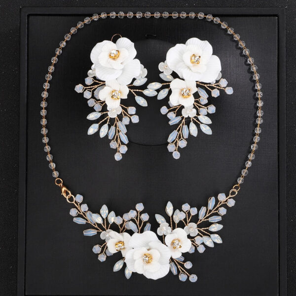 Flower Necklace Set, Flower Earrings Wedding Accessories Jewelry Party, Crystal Bridal Ornaments, Wedding Jewellery set
