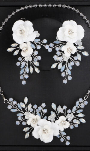 Flower Necklace Set, Flower Earrings Wedding Accessories Jewelry Party, Crystal Bridal Ornaments, Wedding Jewellery set