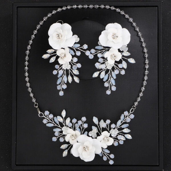 Flower Necklace Set, Flower Earrings Wedding Accessories Jewelry Party, Crystal Bridal Ornaments, Wedding Jewellery set