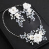 Flower Necklace Set, Flower Earrings Wedding Accessories Jewelry Party, Crystal Bridal Ornaments, Wedding Jewellery set