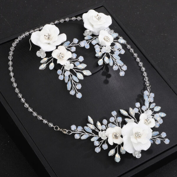Flower Necklace Set, Flower Earrings Wedding Accessories Jewelry Party, Crystal Bridal Ornaments, Wedding Jewellery set