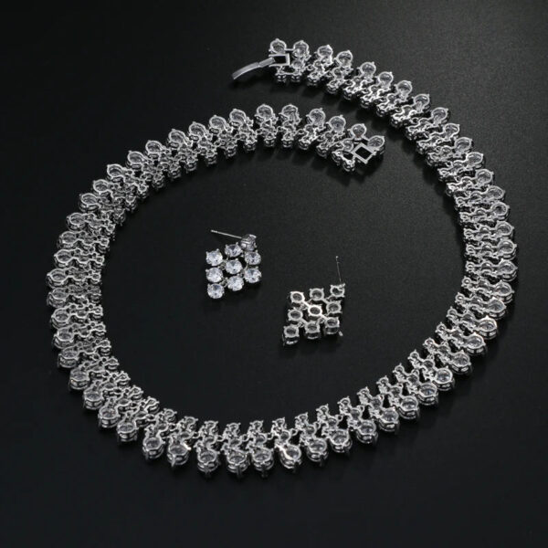 Chunky Bridal Jewelry Sets Silver necklace set cubic zirconia Jewellery set Wedding Jewelry Sets for Women