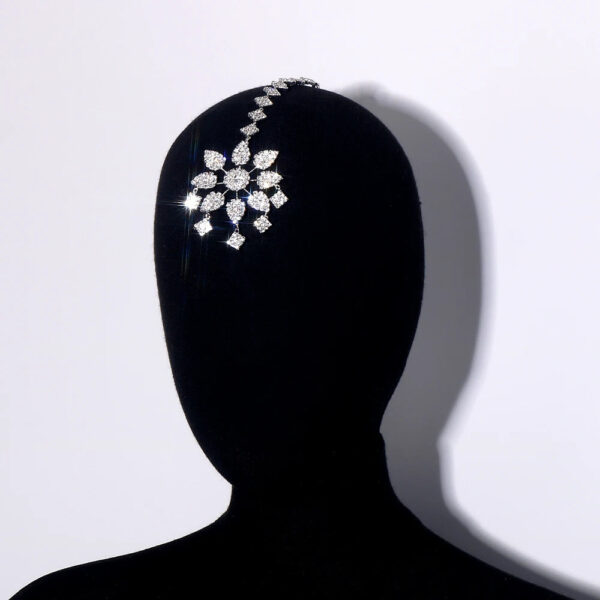 Head Chain Exquisite Cubic Leaf Forehead Headband Chain Hair Jewellery For Women Headpiece Bridal Wedding Head Chain, Wedding Headpiece