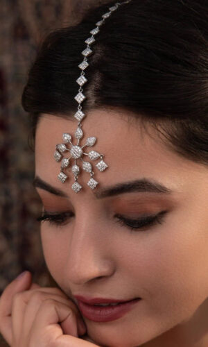 Head Chain Exquisite Cubic Leaf Forehead Headband Chain Hair Jewellery For Women Headpiece Bridal Wedding Head Chain, Wedding Headpiece