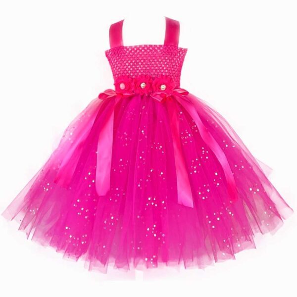 Girls Pink Flower Fairy Tutu Dress: Butterfly Wing Princess Party Costume - Kids Tulle Dress Butterfly Princess Dress