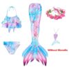 Girls Swimming Mermaid Tail Sets and Accessories | Little Mermaid Tail Costume Swimwear | Girls Mermaid Tail Swimsuit | Swimming Cosplay
