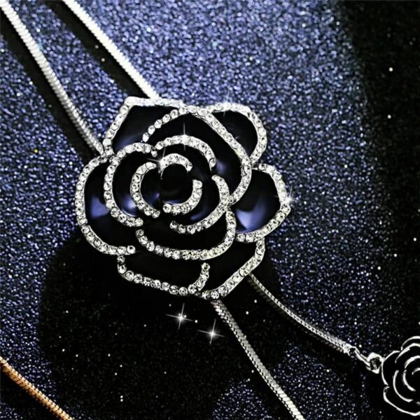 Pendant Chain, Black Rose Long Necklace Sweater Chain Adjusted chain Party Jewellery For Women, long pendant necklace