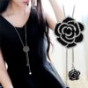 Pendant Chain, Black Rose Long Necklace Sweater Chain Adjusted chain Party Jewellery For Women, long pendant necklace