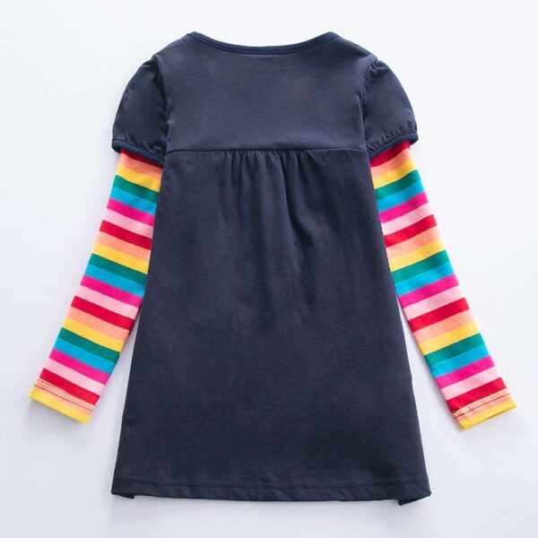 Butterfly Embroidered Dress for Girls ,Long Sleeve Rainbow Dress , Flower Dress