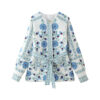 Women's Cotton Jacket – Versatile Printed, Lace-Up, Single-Breasted Fashion