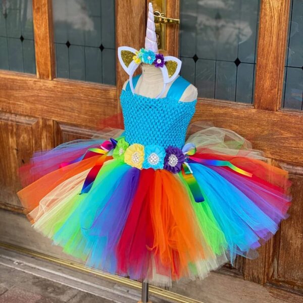 Rainbow Dress, Unicorn Tutu Dress, Girls Unicorn Dress, Girls Rainbow Dress, Unicorn Birthday dress, Unicorn Party Dress