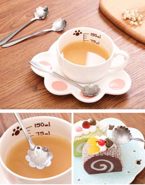 8Pcs Flower Spoons Set, Small Teaspoon, Coffee Spoon, Cute Ice Cream Dessert Spoon, Gold Stainless Steel Spoon For Coffee Tea