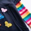 Butterfly Embroidered Dress for Girls ,Long Sleeve Rainbow Dress , Flower Dress