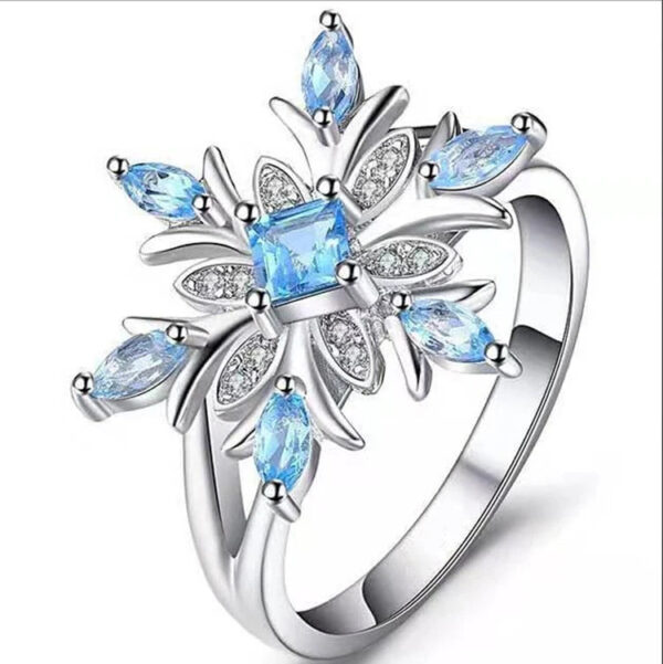 Ocean Blue Snowflake Earrings Set Women's Girls Ring Necklace Jewelry Set For Christmas Gift Party Accessories, Frozen jewellery set , Elsa jewellery set