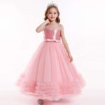 Girls Long Dresses, Flower Girl Dress, Lace Tulle Dresses, Girls Birthday Dress, Long Flower Girl Dress, floor-length girl dress, lace flower girl dress