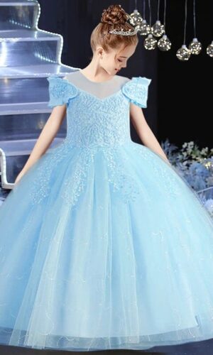 Girls dresses, Girls Birthday party dress, Girls wedding dress, flower girl dress, long dress, Girls Blue Dress size 4y to 12y