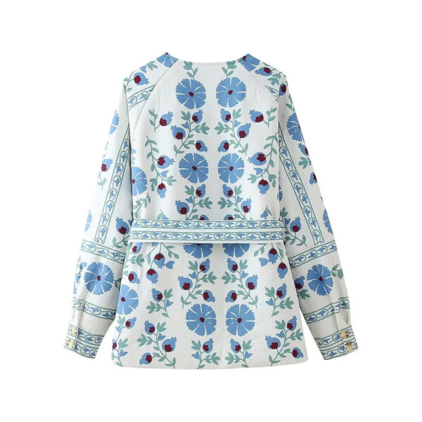 Women's Cotton Jacket – Versatile Printed, Lace-Up, Single-Breasted Fashion