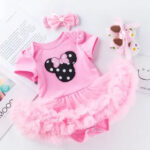 Cute Baby Girls' Pink Romper Dress for Birthday Celebrations Baby Girls dress romper Baby birthday dress Baby pink dress