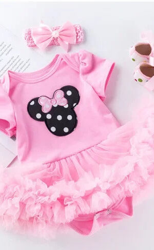 Cute Baby Girls' Pink Romper Dress for Birthday Celebrations Baby Girls dress romper Baby birthday dress Baby pink dress