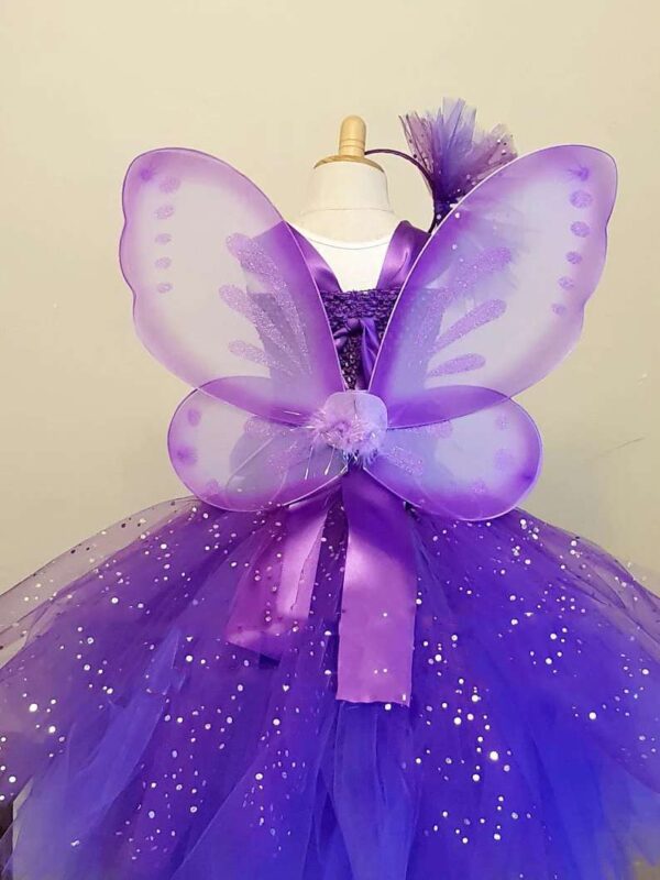 Purple Tulle Dress Girls Butterfly Dress Flower Fairy Tutu Dress Fairy Dress with Hairbow and Wing Kids Party Costume Dresses