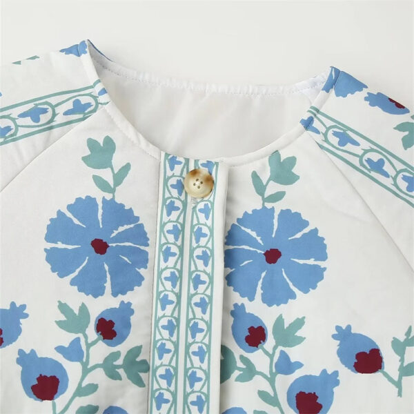 Women's Cotton Jacket – Versatile Printed, Lace-Up, Single-Breasted Fashion