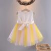 Lace Tulle Little Princess Rainbow Stitching Flower Gauze Sleeveless Tank Girl Dress, Tutu Dress