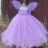 Lavender Butterfly Fairy Princess Tutu Dress – Kids' Long Ball Gown with Wings | Perfect for Birthday Parties & Special Occasions