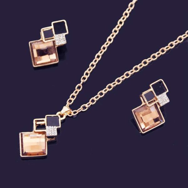 Crystal Pendants Necklace Earrings Sets | Bridal Wedding Earring Necklace Set | Colourful Jewellry Set | Bridesmaid Necklace Earring SET | Crystal Bridal Necklace Set