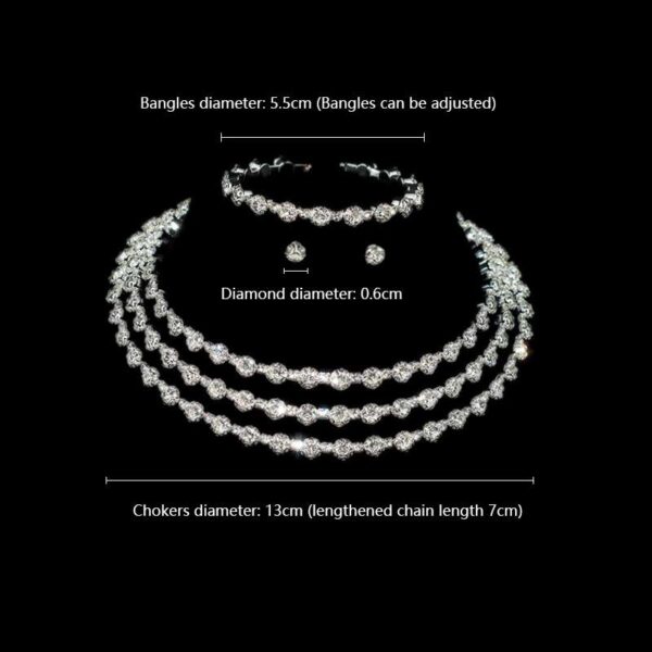 Bridal Necklace, Bridal Jewelry Rhinestone Choker, Silver Bridal Necklace And Earrings, Jewelry Set, Wedding Set, Jewellery For Bride, Wedding necklace set