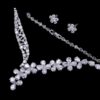 Cubic Zircon Jewelry Set for Women Stud Earrings and Necklace, Silver necklace, Wedding necklace set, Leaf style Wedding jewellery
