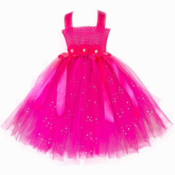 Girls Pink Flower Fairy Tutu Dress: Butterfly Wing Princess Party Costume - Kids Tulle Dress Butterfly Princess Dress