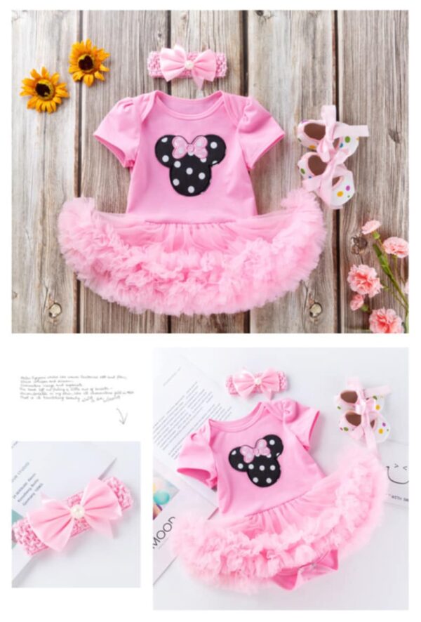 Cute Baby Girls' Pink Romper Dress for Birthday Celebrations Baby Girls dress romper Baby birthday dress Baby pink dress