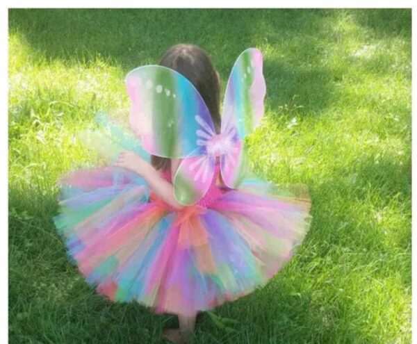 Girls Rainbow Tutu Dress, Rainbow fairy Dress, Girls Tutu Dress, Girls Princess Dress, fairy Costume, Butterfly Wing dress