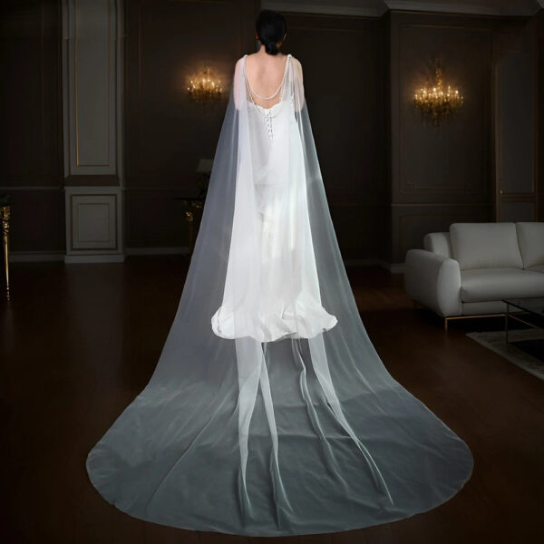 Elegant Bridal Capes & Veils – Pearl-Beaded Wedding Shawls & Cloaks with Long Train