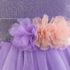 Girls' Purple Flower Layered Cake Dress - Perfect for Birthdays, Weddings & Parties | Kids' Fashion with Lace & Bow Details
