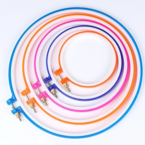 5 PCS Adjustable Plastic Embroidery Hoop Set - Cross Stitch Ring Frames, Durable Sewing Tools for Needlework Projects