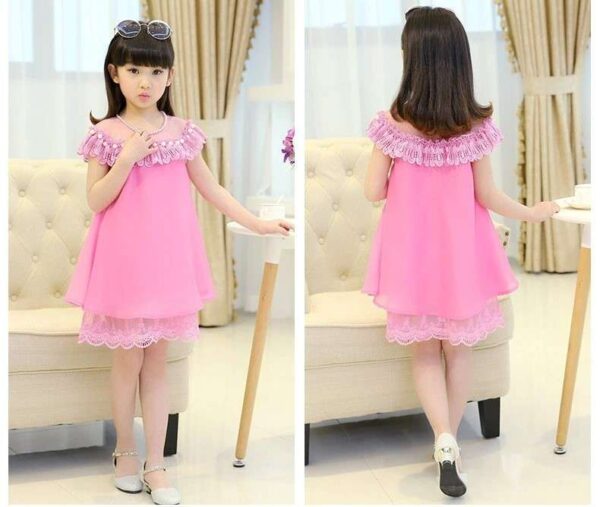 Chiffon Princess Lace Tulle Girls Dress, Evening Dress, Tutu Dress, Flower Dress, Pink Fairy Dress