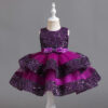 Enchanting Sequin Princess Dress for Baby's Birthday Party - Sleeveless, Multi-Layered, with Bow Knot, Girls Layered Dress