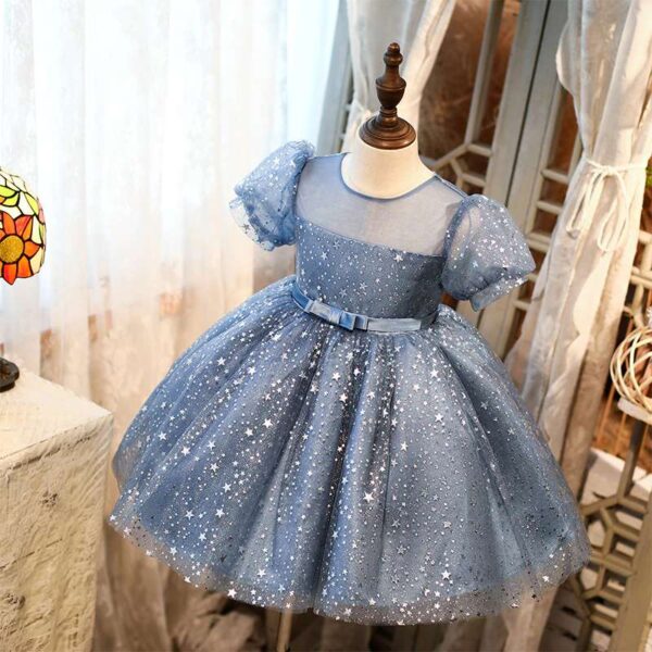 Elegant Girl Dresses, Sequins Princess Dress Baby Girl Birthday Party Puff Sleeve Prom Gown Baptism Party Dress Kids Clothes, Girls Tutu Dress