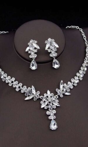 Bridal Necklace set Silver Wedding Jewelry for Bride Silver Bridal Jewelry Crystal Bridal Necklace Set Bridal Jewelry Set,Bridal Accessories