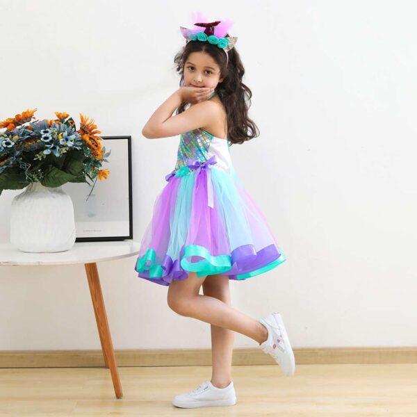 Mermaid Flower Dress with Hairband, Girls Tutu Dress, Mermaid Tutu Dress, Mermaid Dress, Mermaid Outfit, Mermaid costume