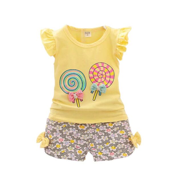 Baby Girl Summer Outfit Toddler Kids Baby Girls T-Shirt Tops + Floral Shorts Pants Candy Printed Outfits