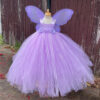 Lavender Butterfly Fairy Princess Tutu Dress – Kids' Long Ball Gown with Wings | Perfect for Birthday Parties & Special Occasions