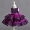 Enchanting Sequin Princess Dress for Baby's Birthday Party - Sleeveless, Multi-Layered, with Bow Knot, Girls Layered Dress