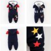 Winter baby clothes velvet thick 2PCs suit boys and girls toddlers warm cartoon hooded jacket pants body suit