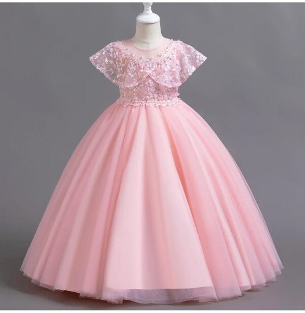 Girls pearl dress sequin sleeveless puffy dress flower girl wedding dress evening dress Girls embroidered dress princess dress